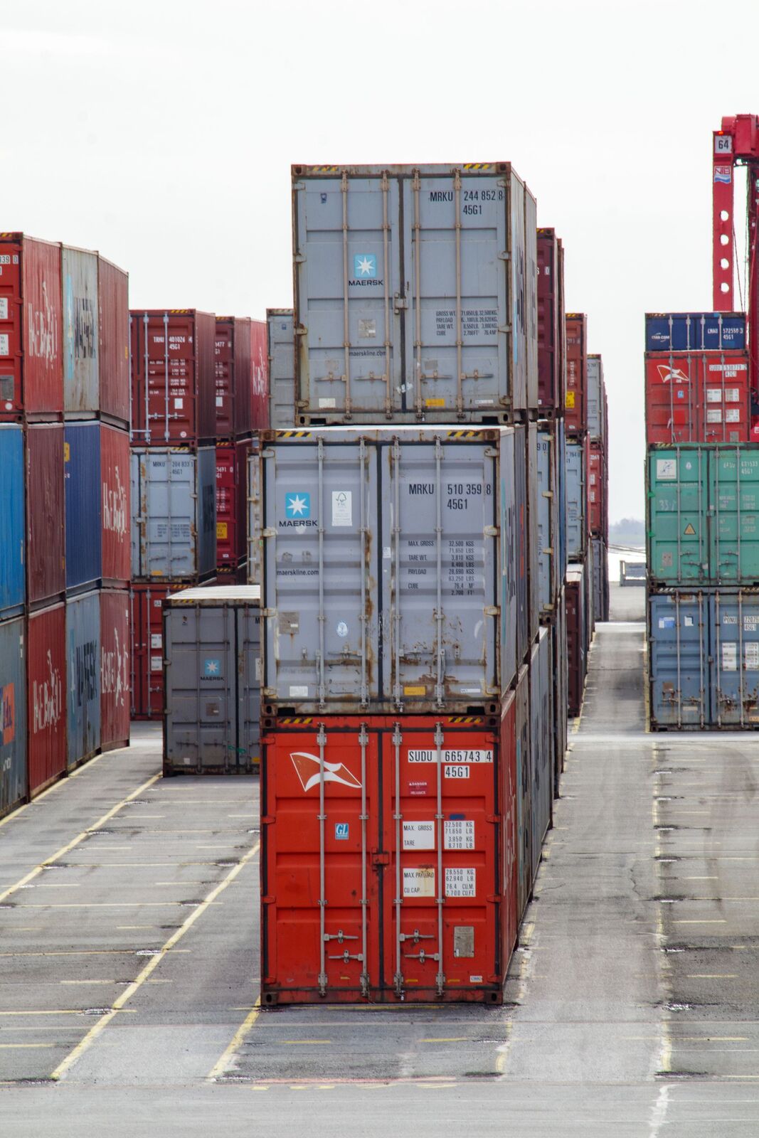 Containers stacked at the port